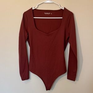 Abercrombie Sweetheart Neckline Brown Long Sleeve Bodysuit - S
